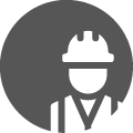 Icon einer Person mit Bauhelm &ndash; symbolisiert Bauleiter und Projektleiter im Bauwesen.