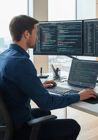 Mann an einem Computer