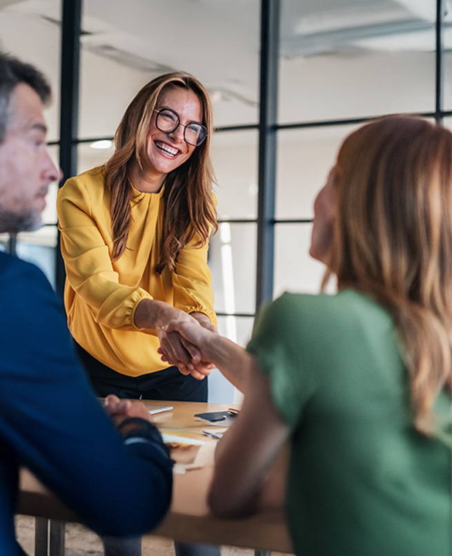 Freundlicher Shake Hands zur Einstellung